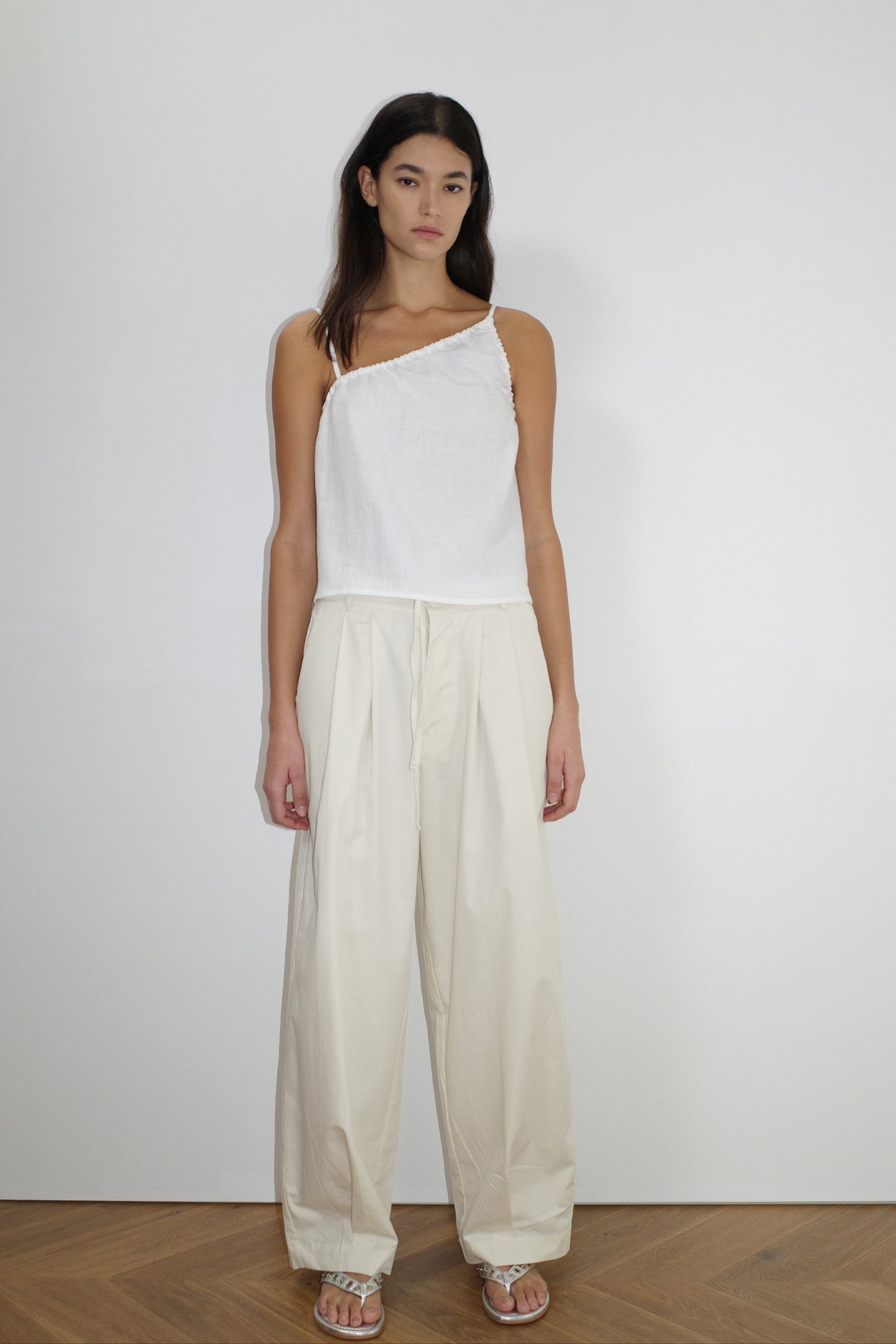 Asymmetric Tie Top - White