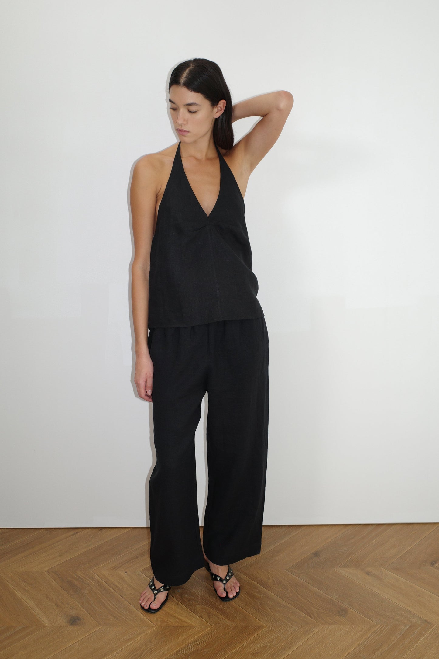 Linen Ease Trouser - Black
