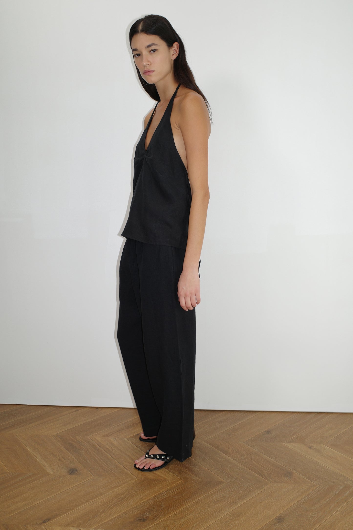 Linen Ease Trouser - Black