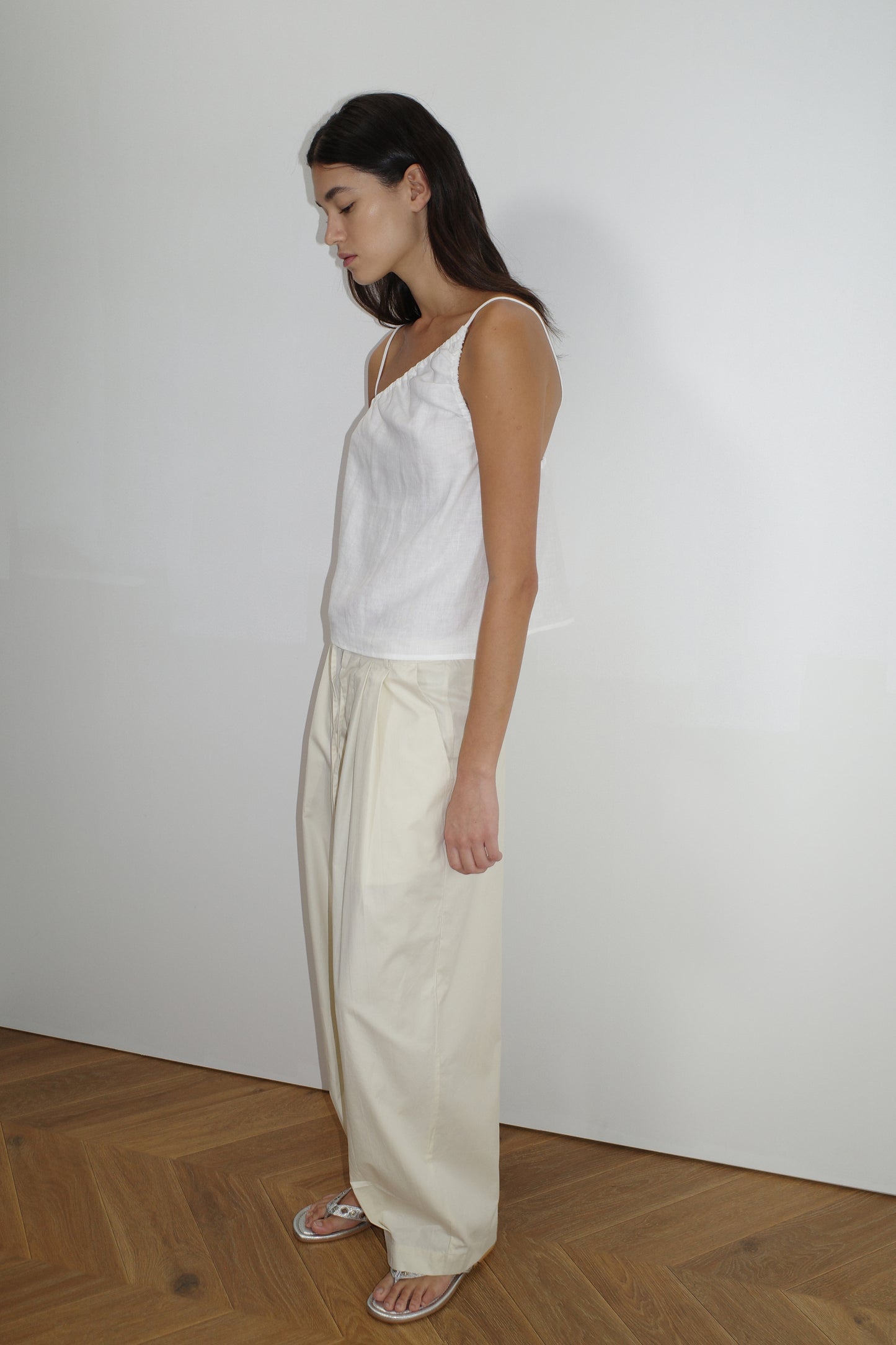 Asymmetric Tie Top - White