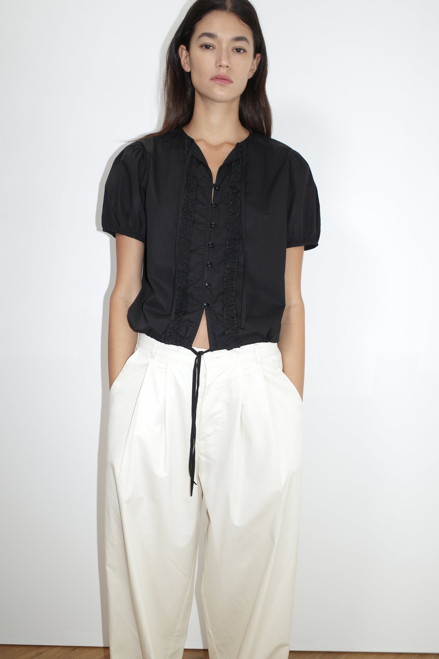 Double Frill Top - Black