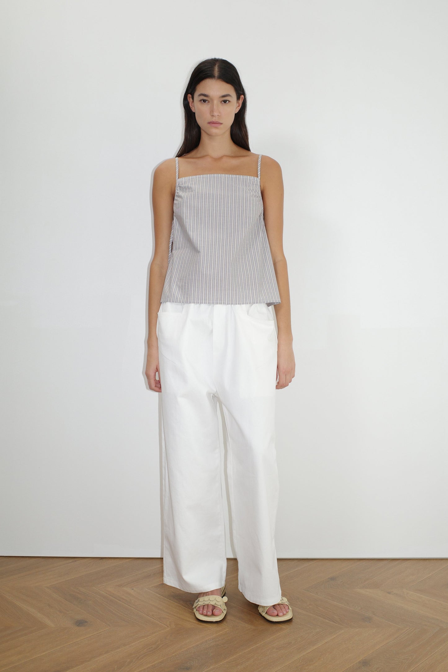 Gathered Strap Top - Seas Stripe