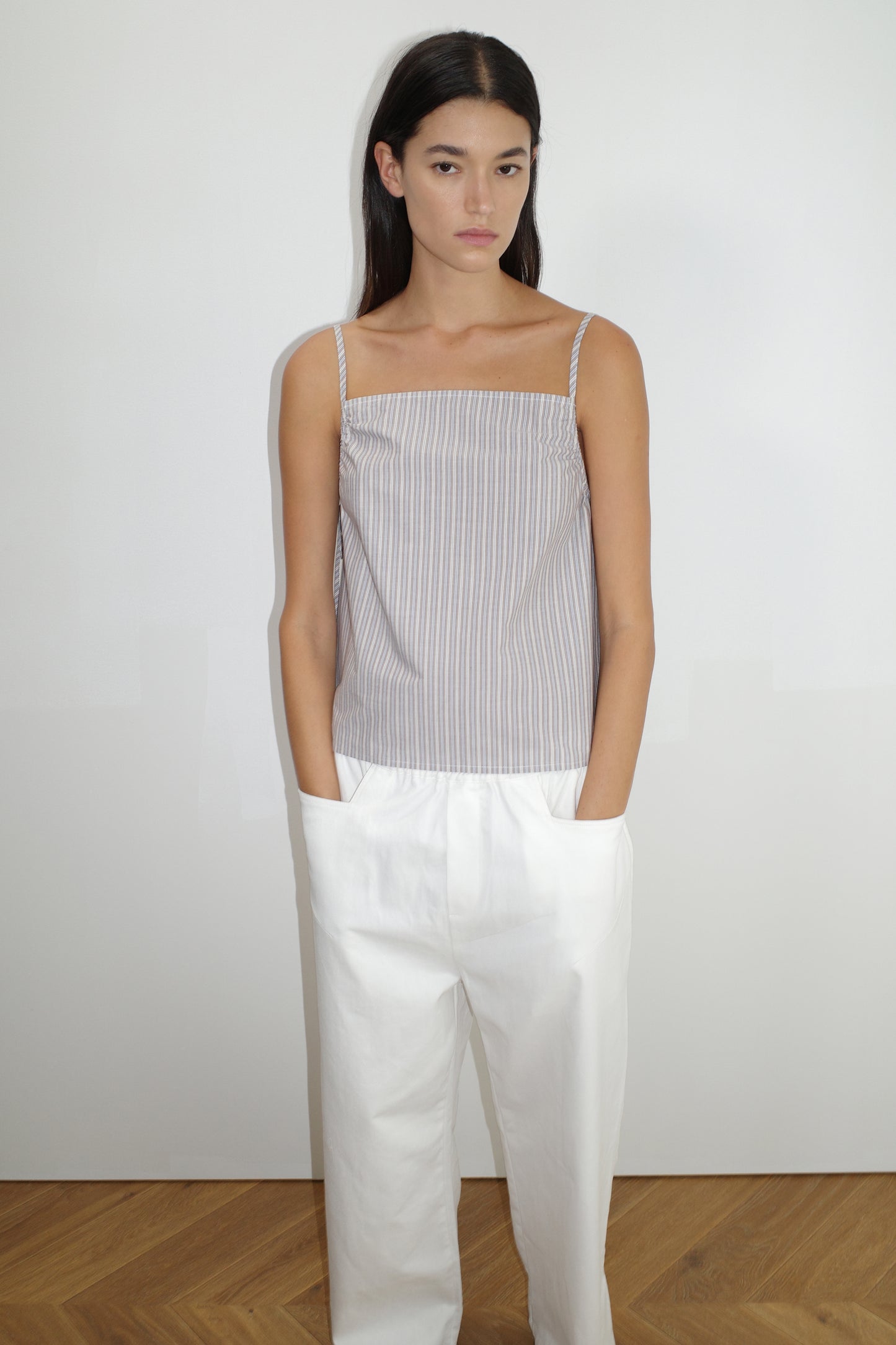 Gathered Strap Top - Seas Stripe