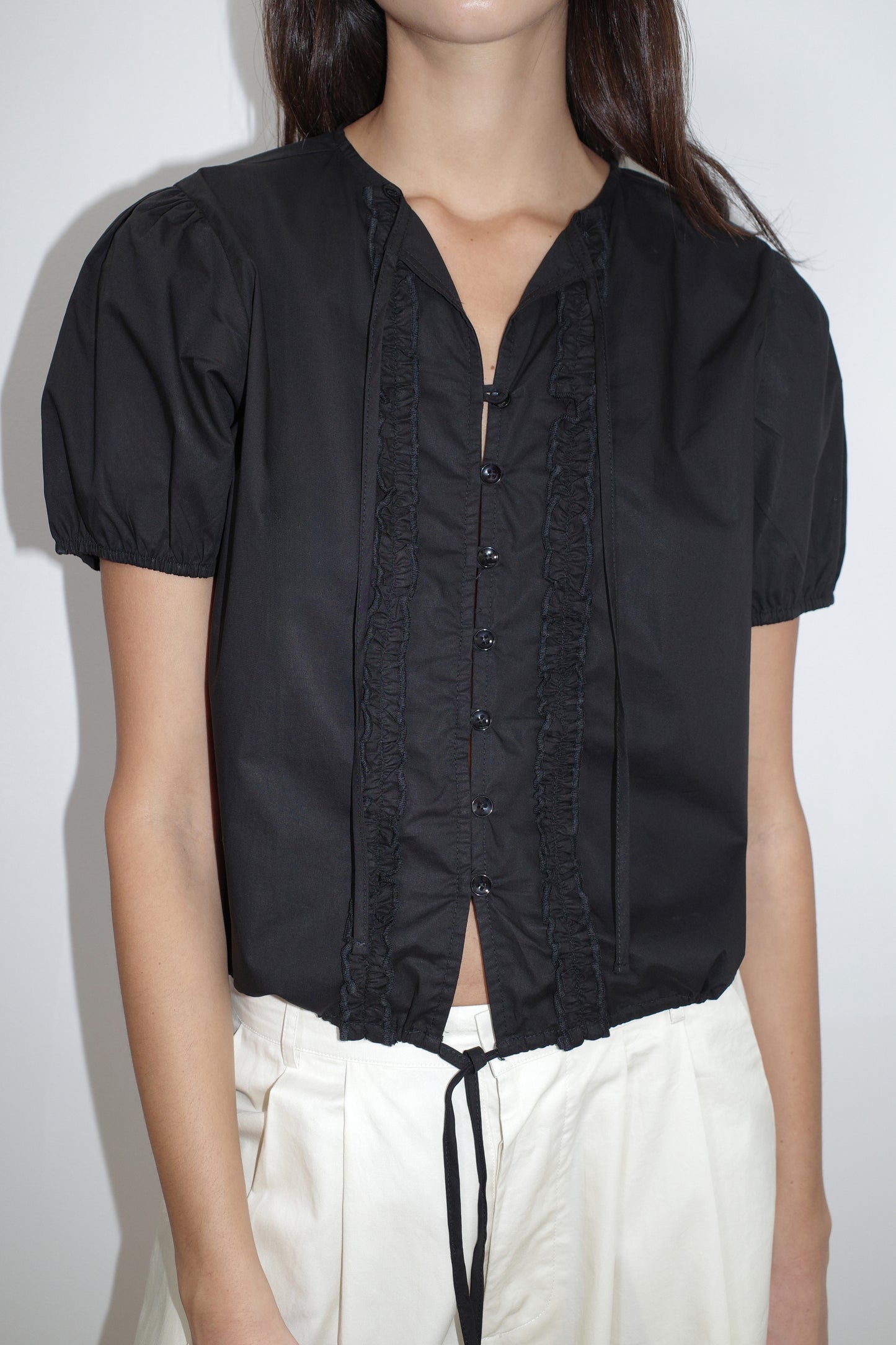 Double Frill Top - Black