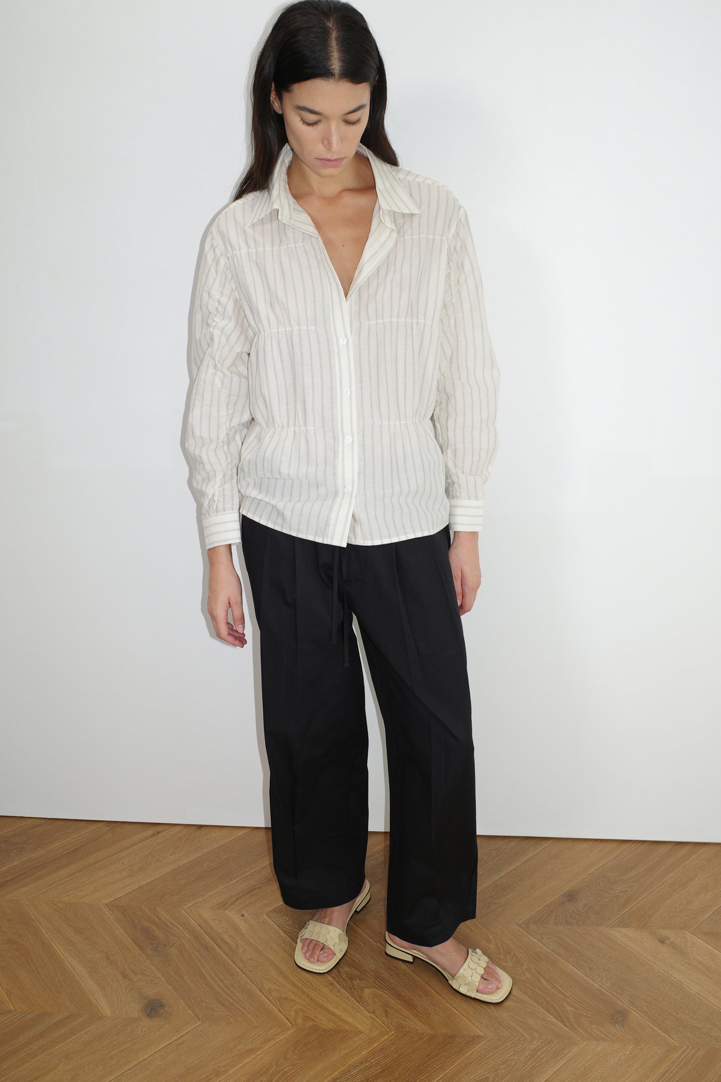 Gathered Shirt - Raquette Stripe