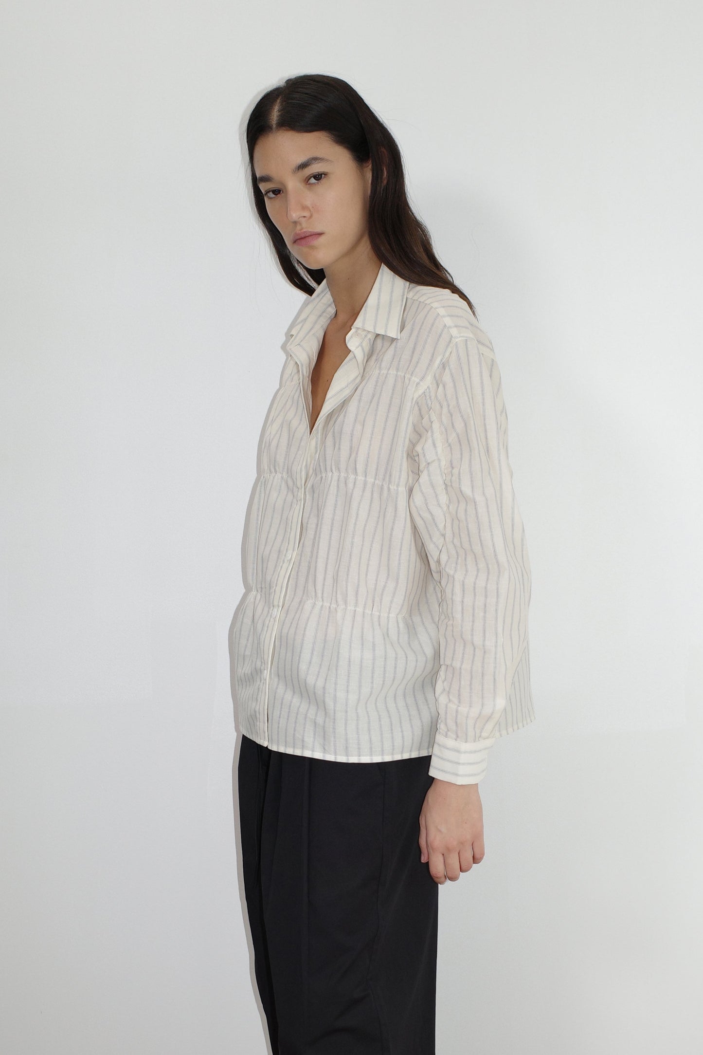 Gathered Shirt - Raquette Stripe