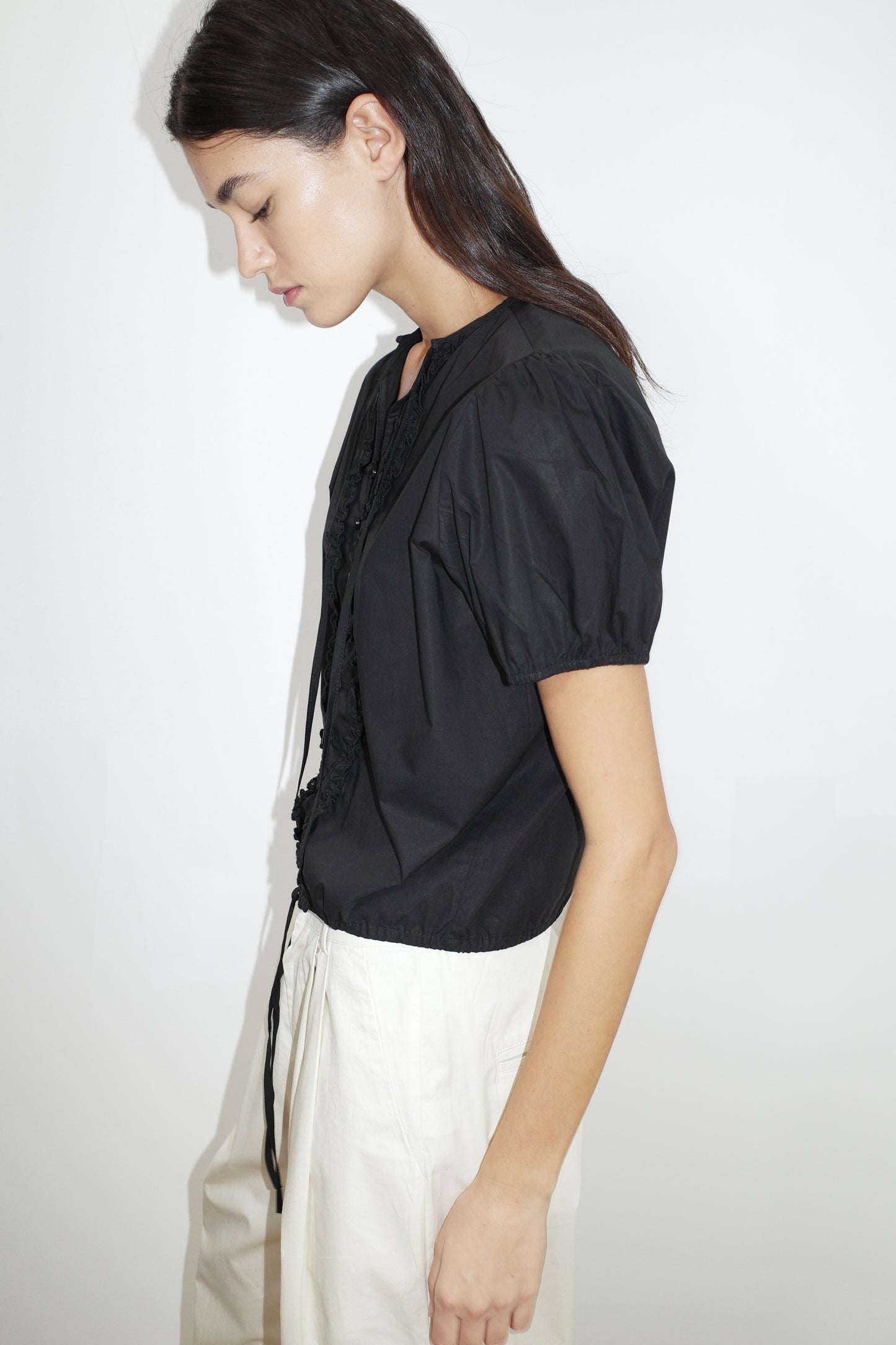 Double Frill Top - Black