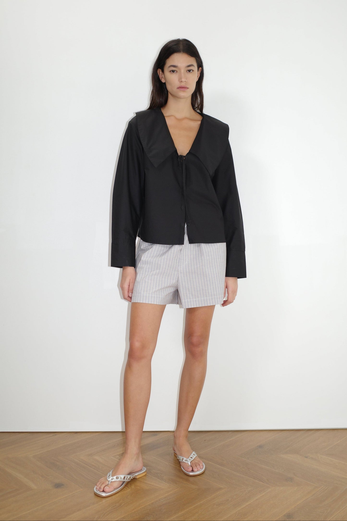 Collared Tie Shirt - Black