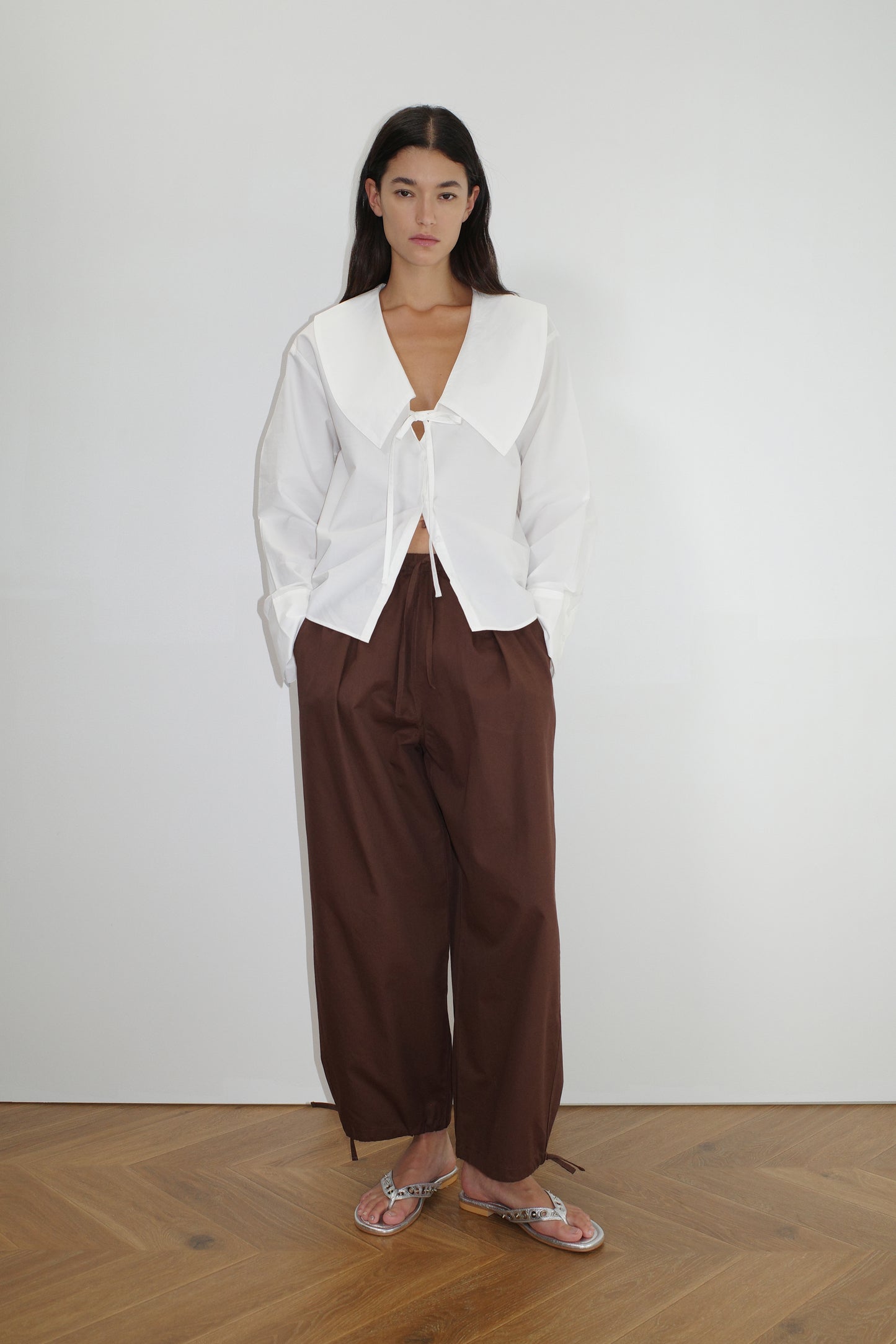 Collared Tie Shirt - White