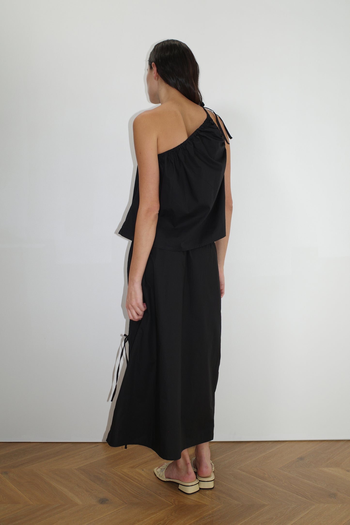 Ruched Strap Top - Black