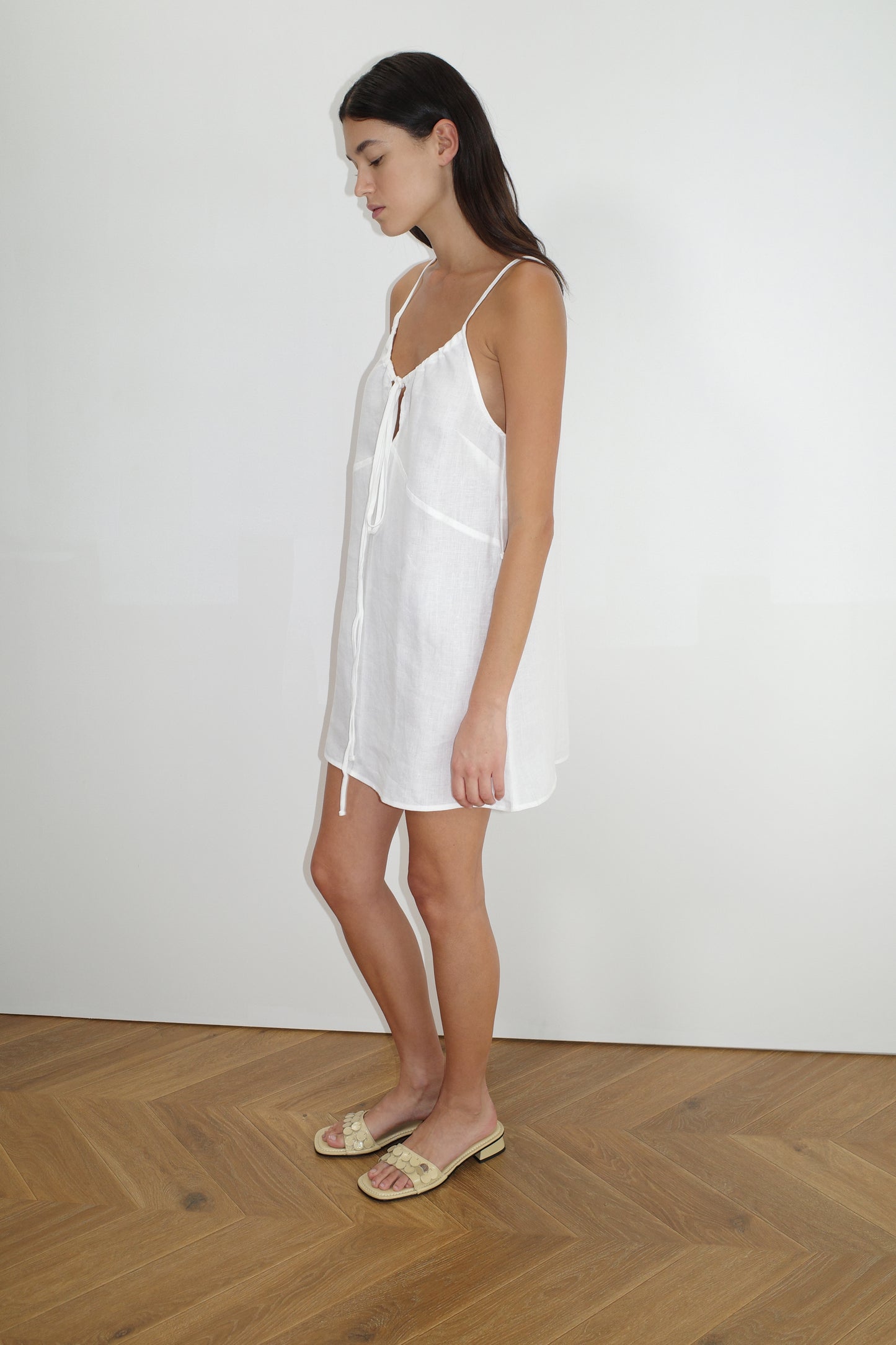 Tie Front Dress - White