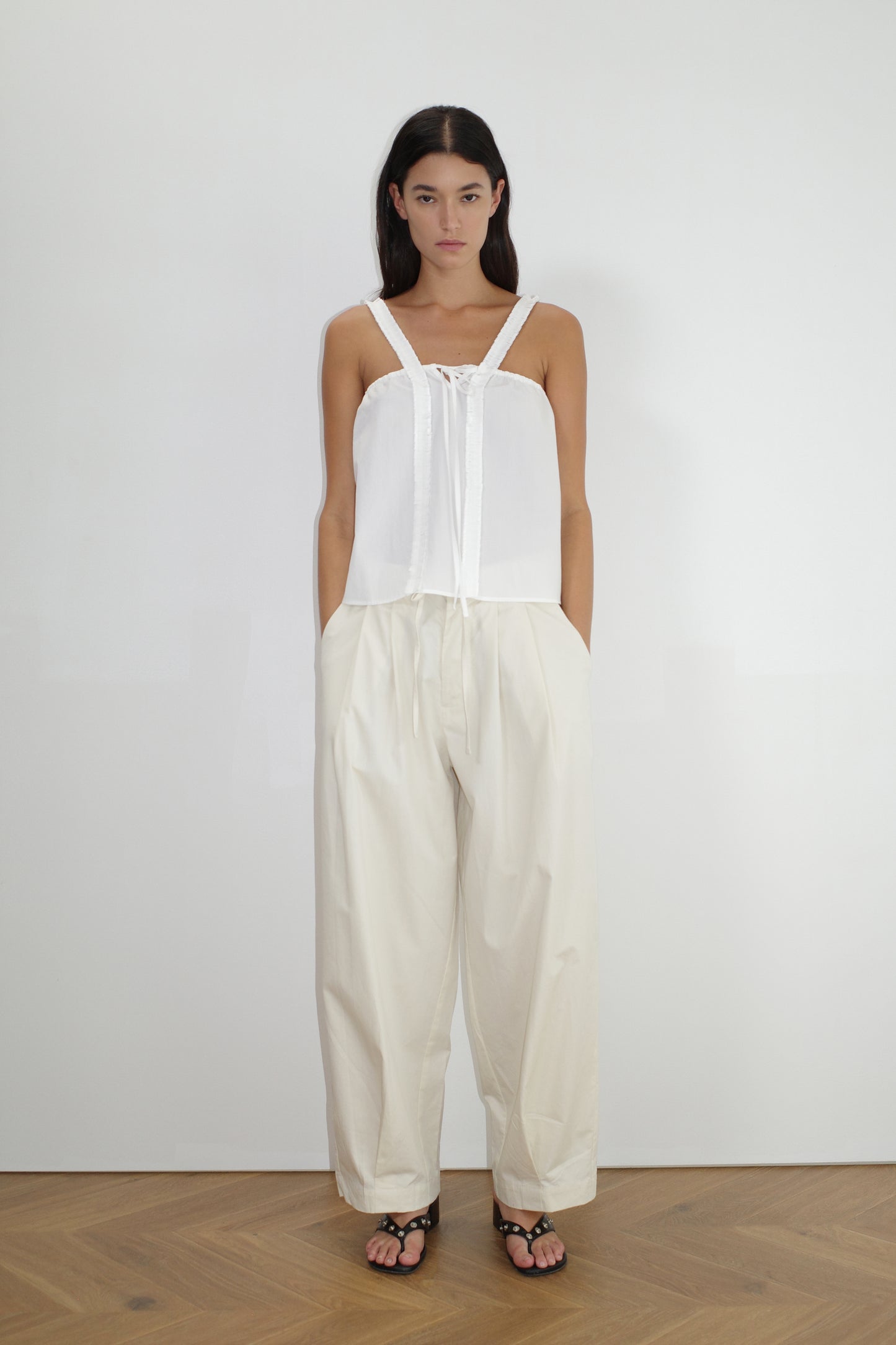 Ruffle Strap Top - White