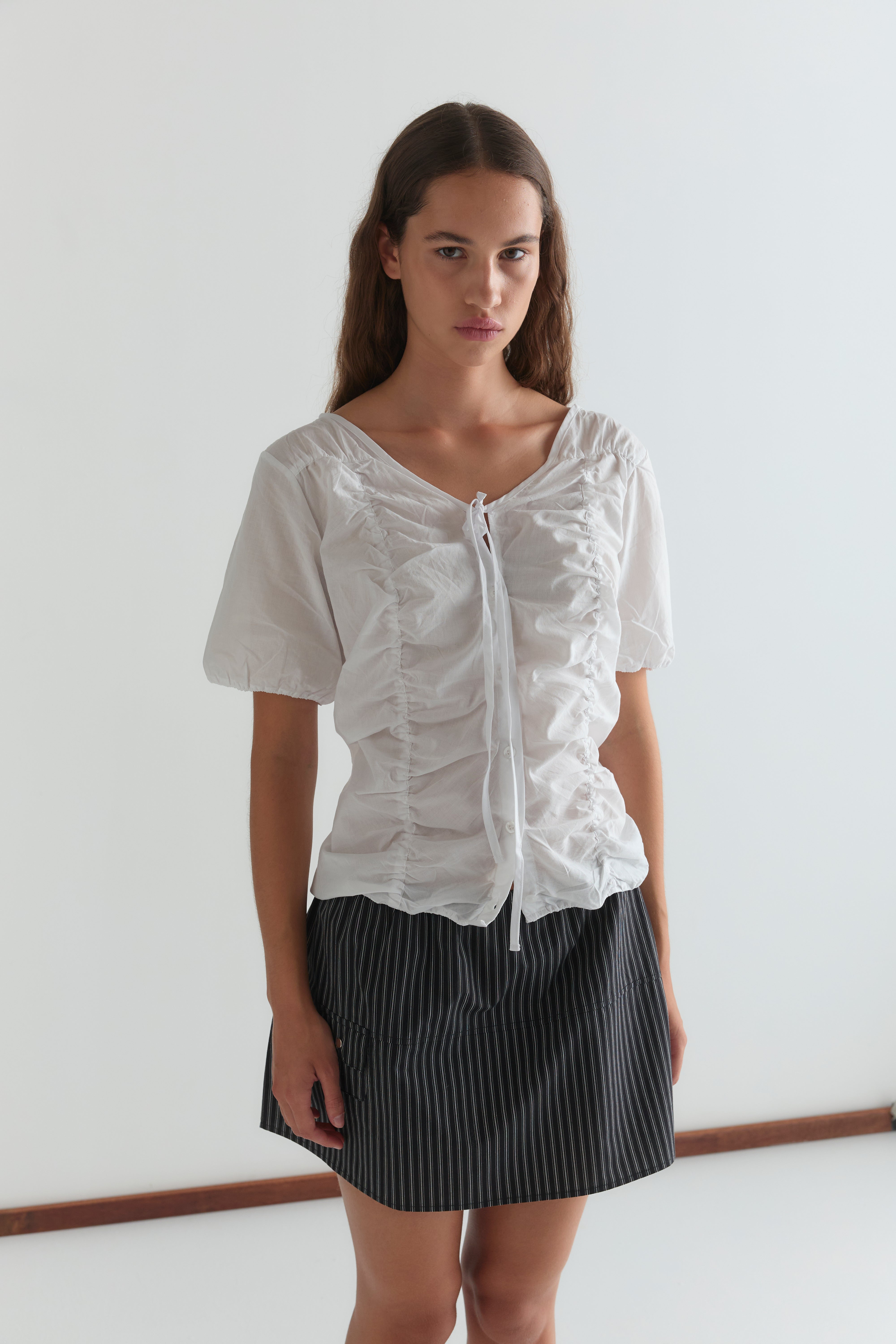 新品】DRY CRINKLE SMOOTH BLOUSE/tageeciita Remake Shirring Blouse 