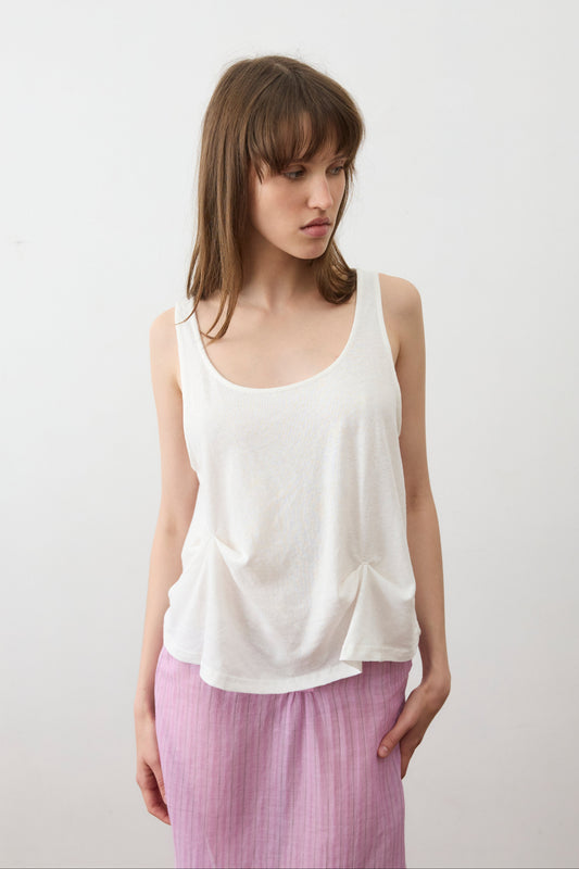 Pinch Gather Tank - White