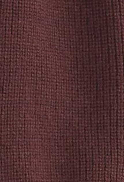 Close-up of the Flounce Cardigan - Burgundy, featuring a textured, grid-patterned fabric in dark maroon, crafted from recycled acrylic—echoing Deiji Studios' sustainable aesthetic.