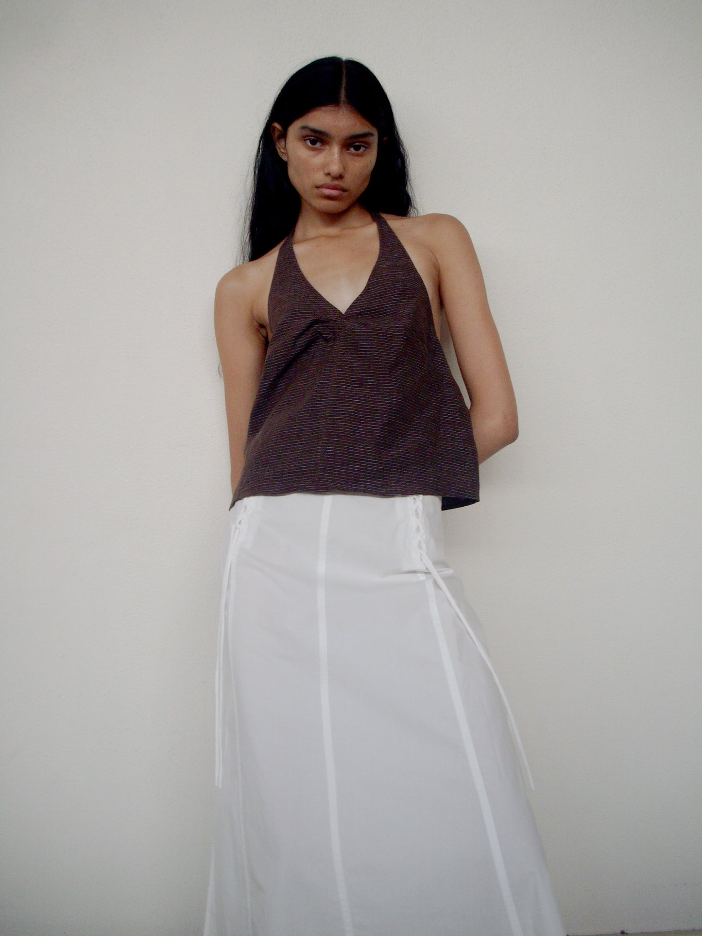 Double Lace Up skirt - White