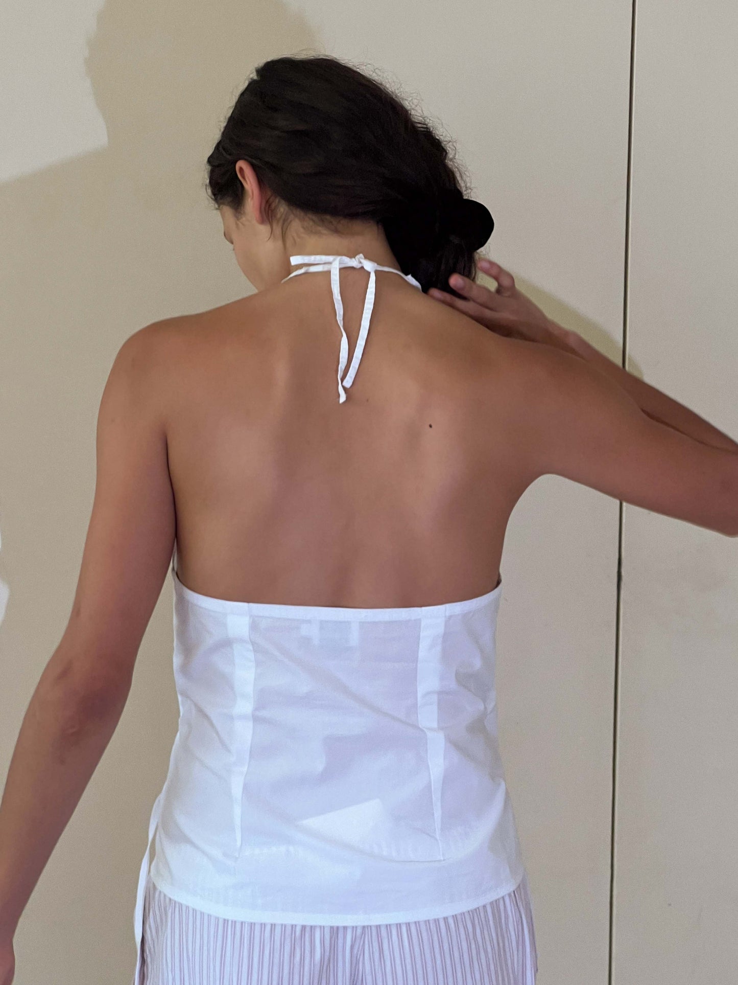 Drawcord Halter - White