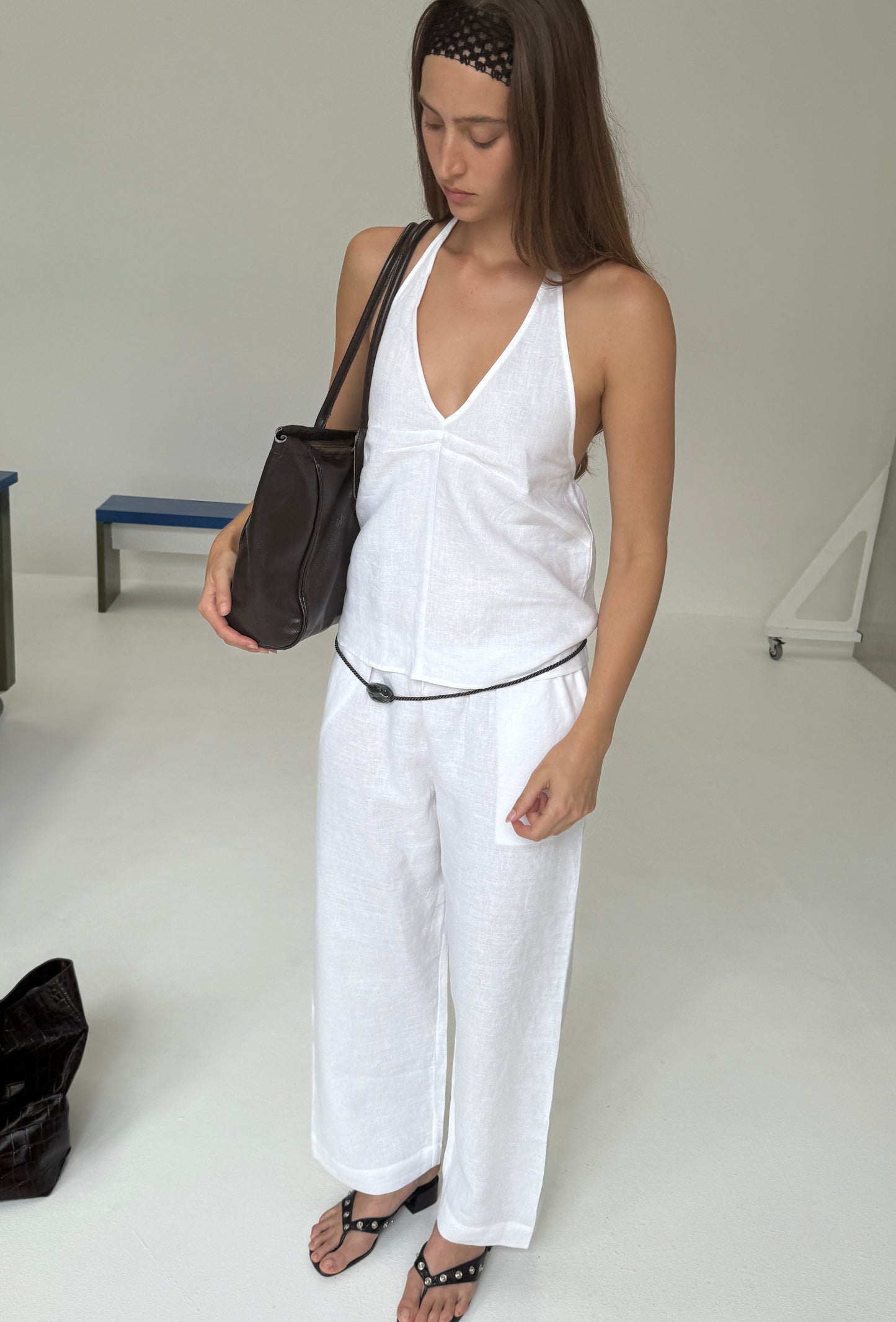 Linen Ease Trouser - White