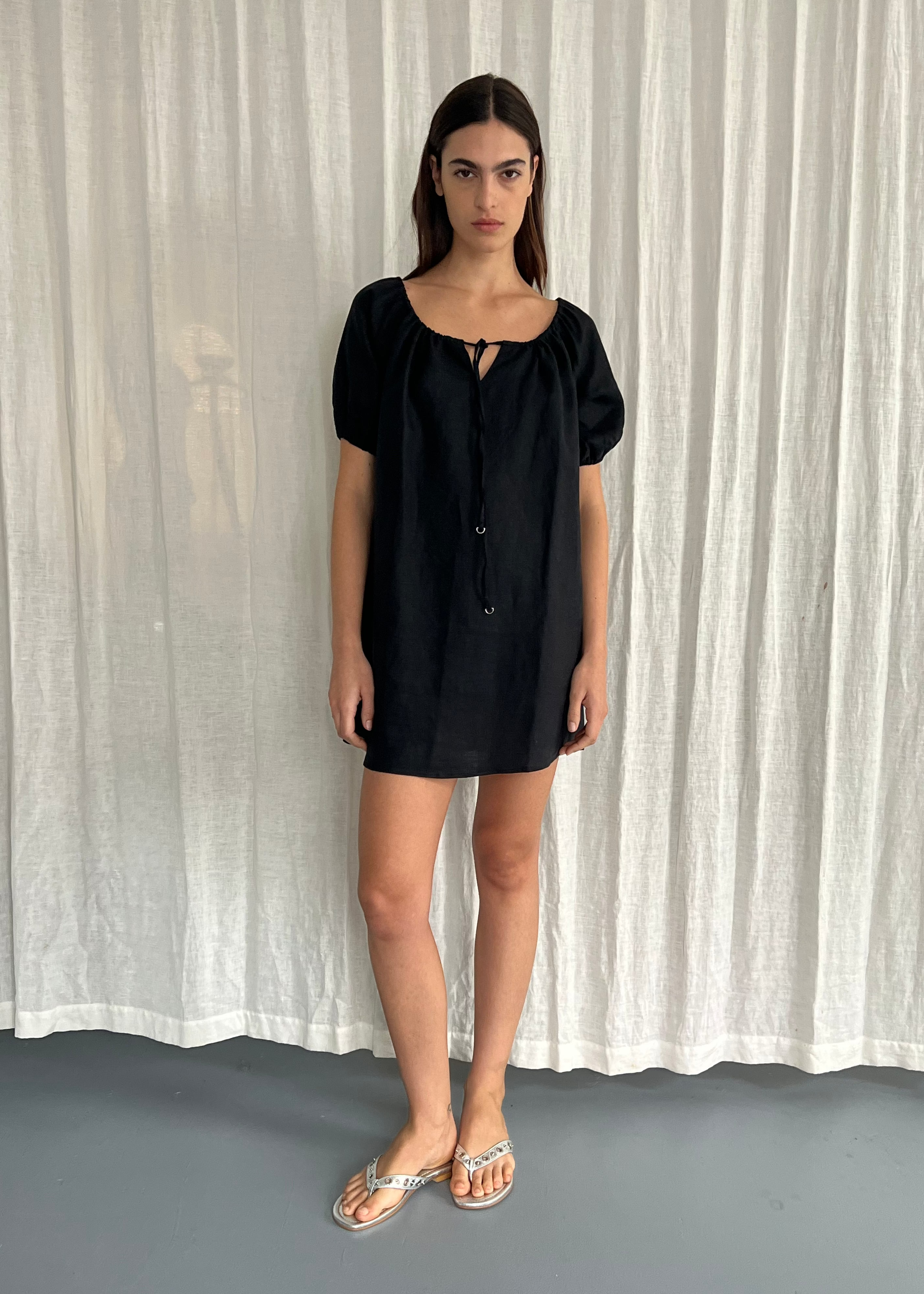 black smock mini dress Smock Dress