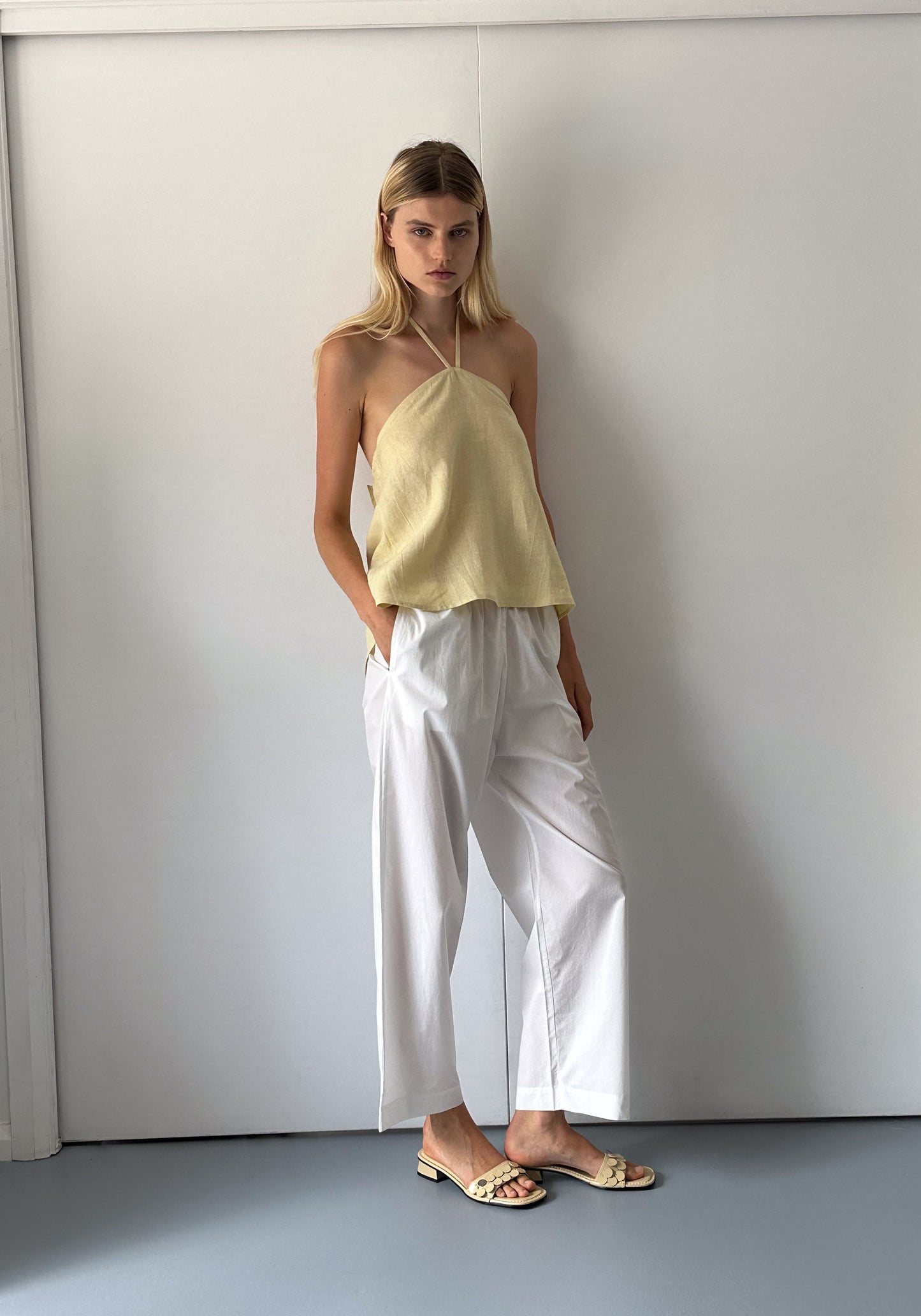 Linen Wrap Back Top - Butter Yellow