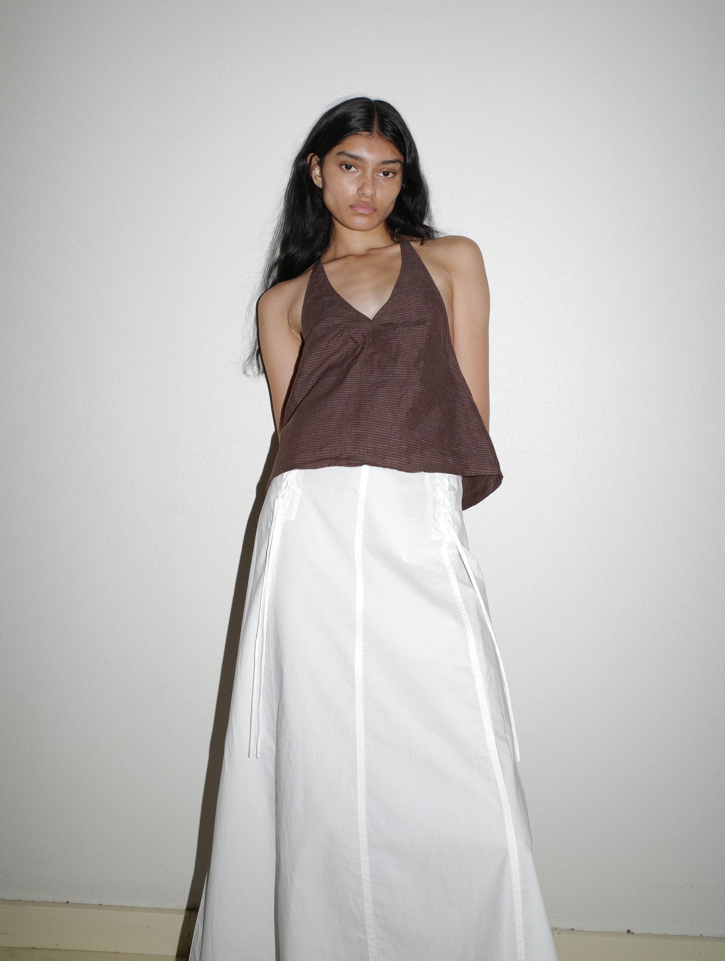 Double Lace Up skirt - White