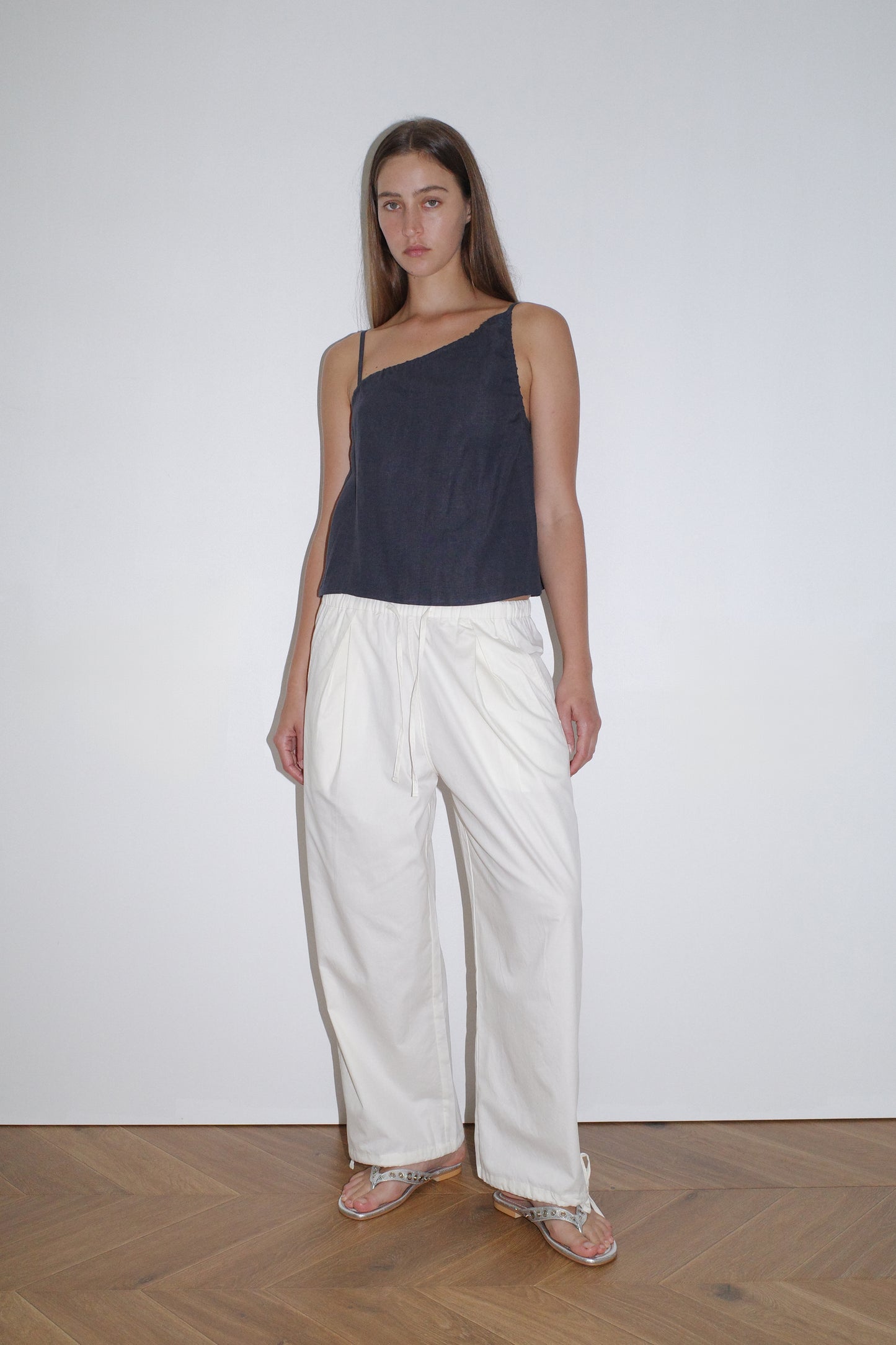 Tie Hem Pant - White