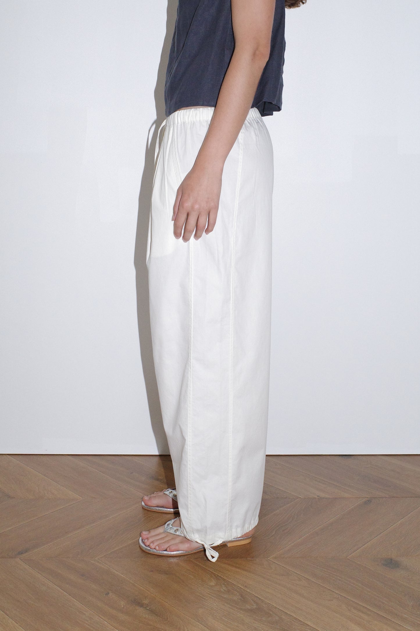 Tie Hem Pant - White