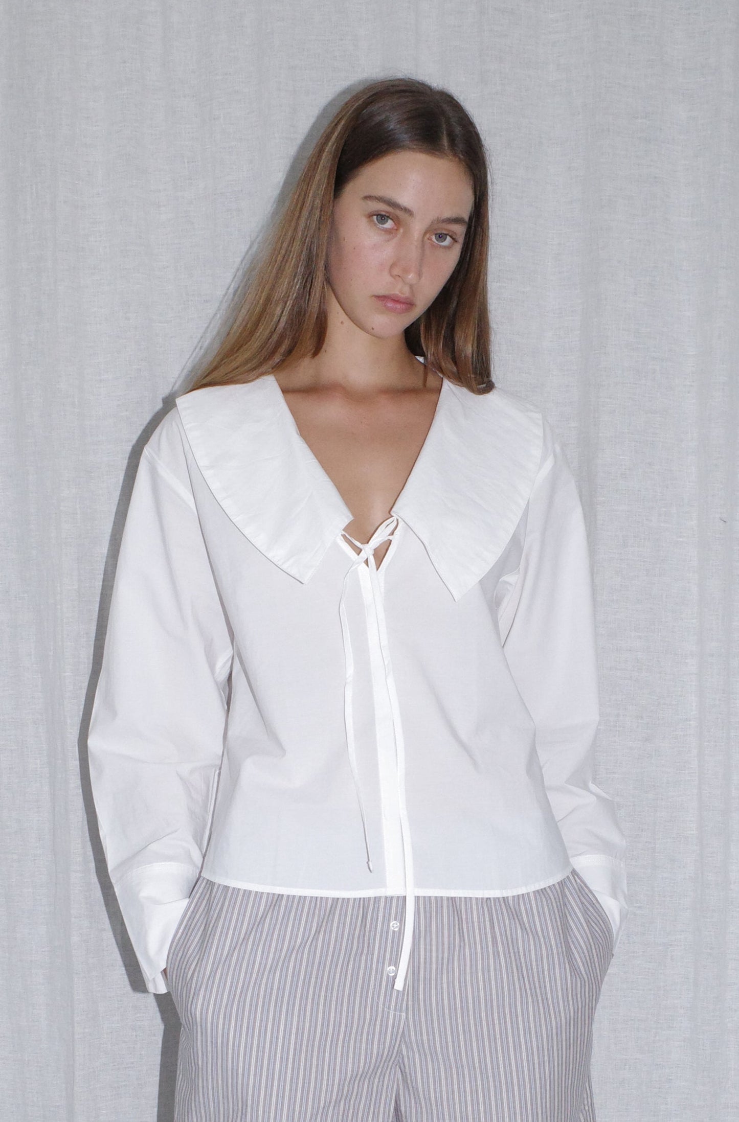 Collared Tie Shirt - White