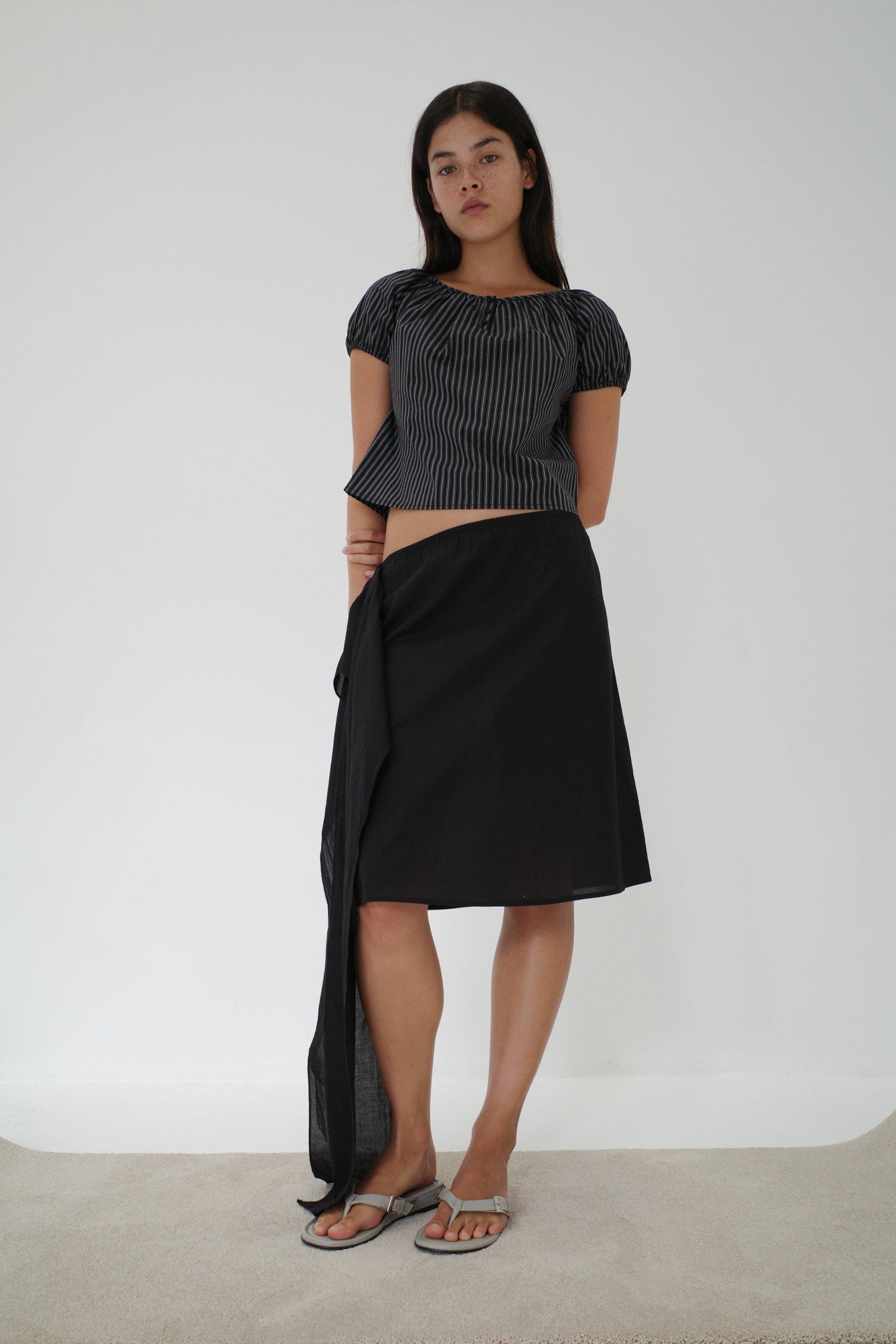 スカート oaf.official 2WAY VOLUME SHIRRINGSKIRT Scarf Midi - Black