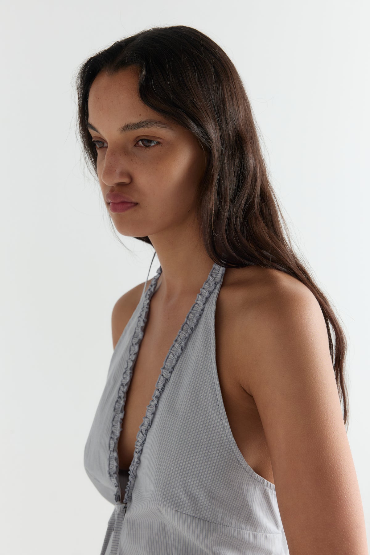Open Frill Halter - Dream Stripe