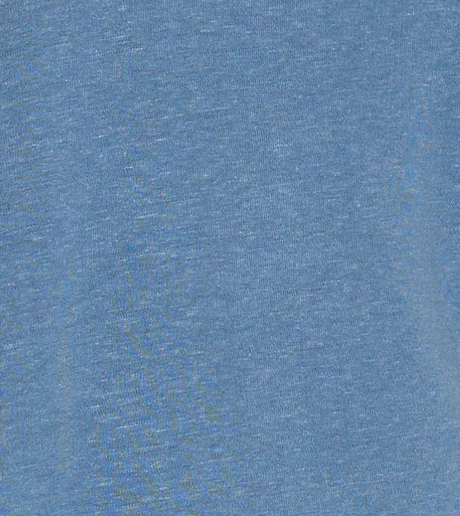 Close-up of the Double Layer Jersey Halter - Blue, highlighting its light blue fabric with a soft, slightly heathered texture and visible woven threads—a perfect blend of comfort and style.