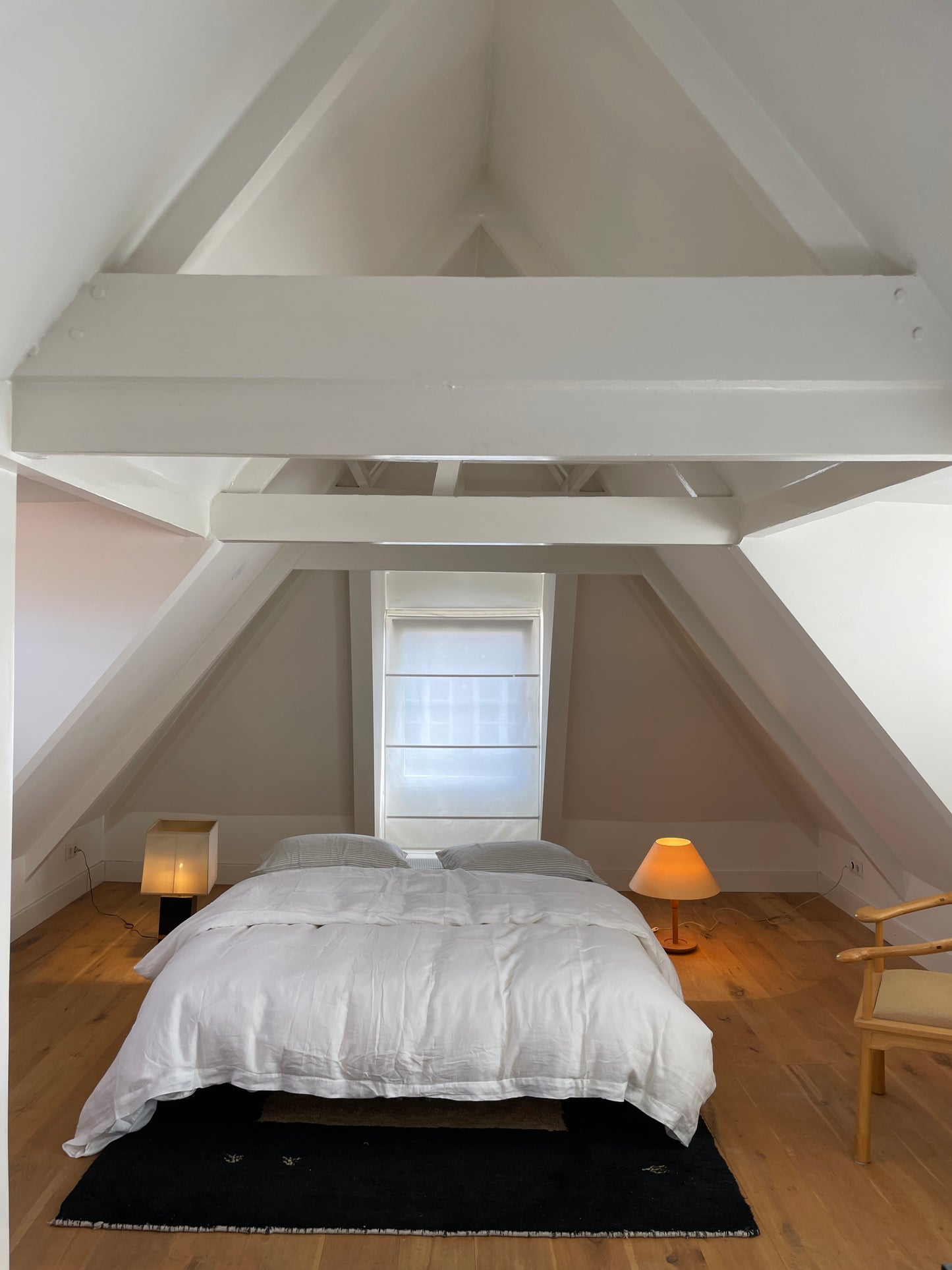 Light room with queen bed topped with Duvet cover - White by Deiji Studios