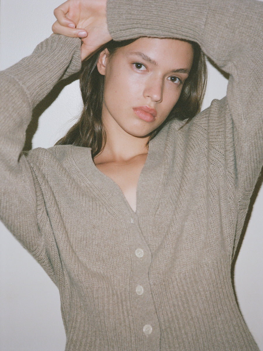 The Cropped Cardigan  - Wheat
