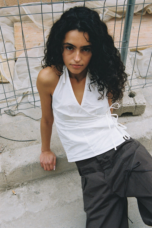 Drawcord Halter - White