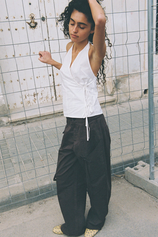Drawcord Halter - White