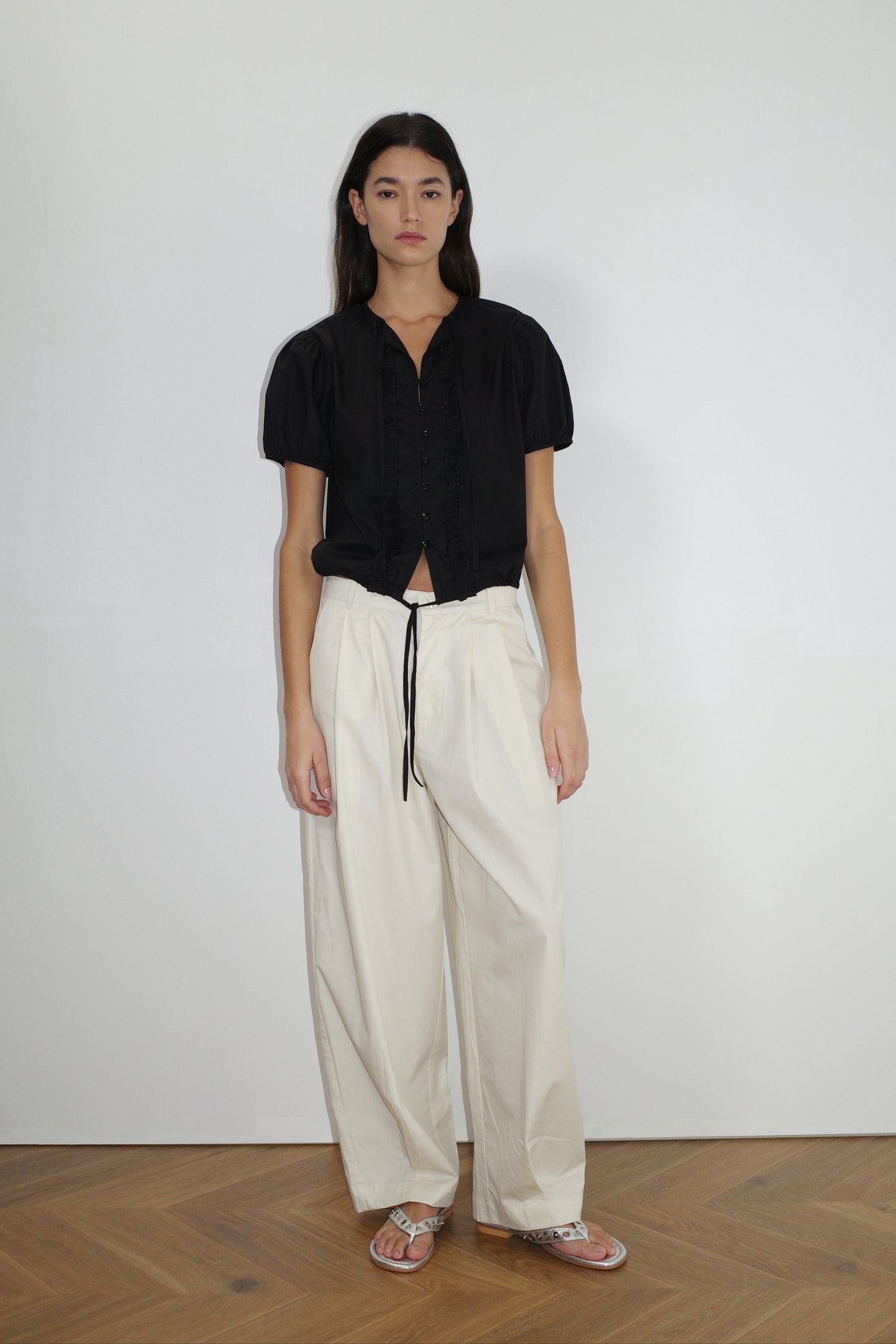Double Frill Top - Black