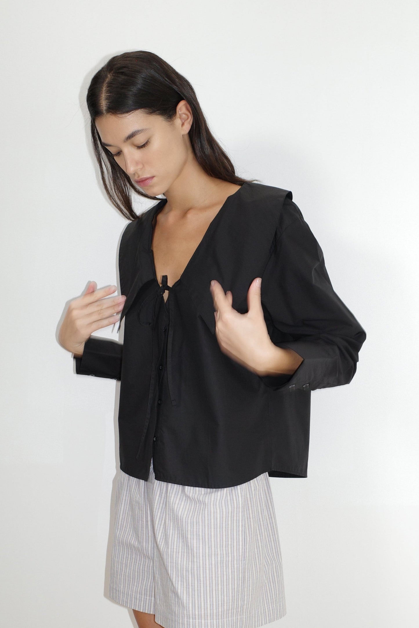 Collared Tie Shirt - Black