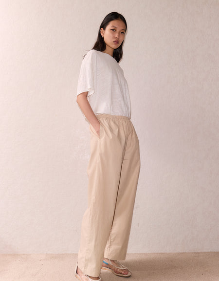 the ease trouser - sand stripe | Deiji Studios
