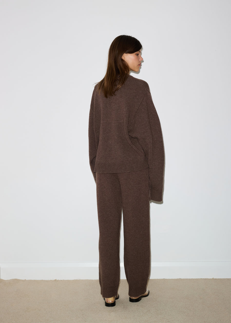 the knit fold tie pant - squirrel