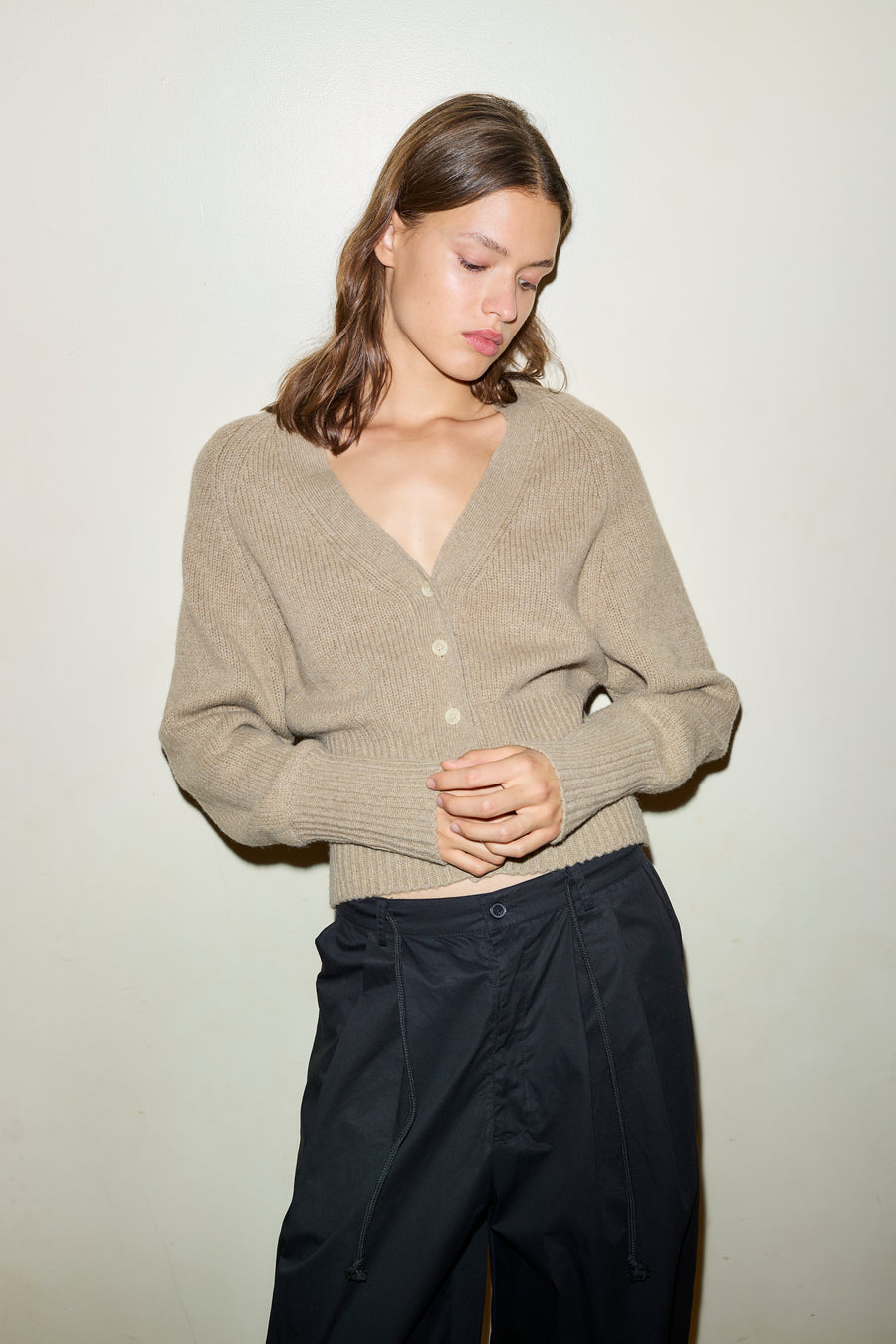 The Cropped Cardigan  - Wheat