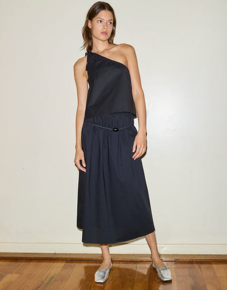 The Mid Cotton Skirt  - Black | Deiji Studios