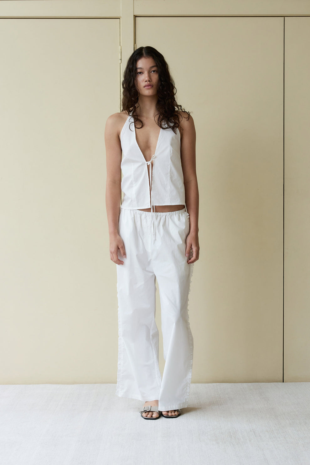 Deiji Studios Open Halter Top in Glacier Stripe
