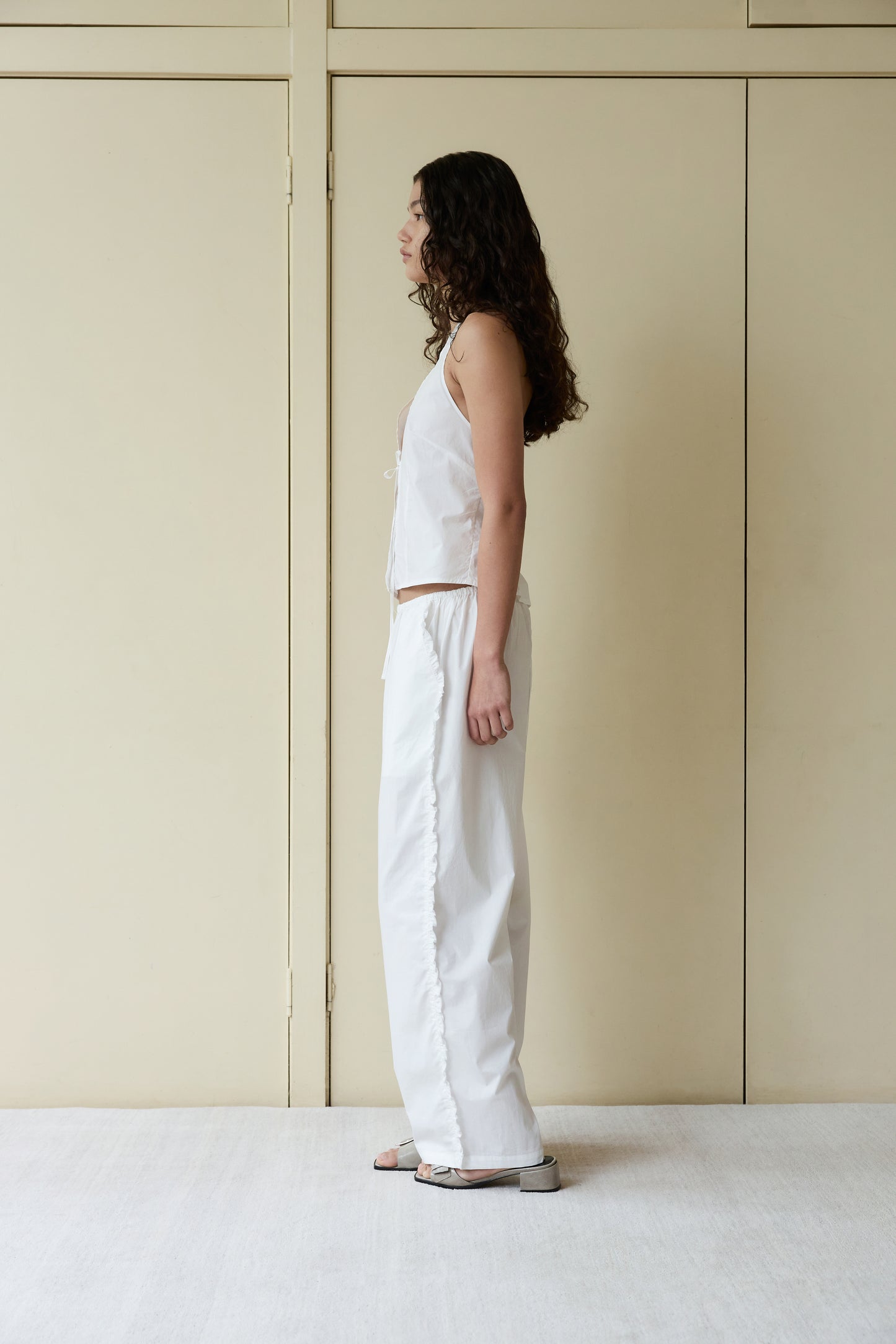 Ruffle Pant - White