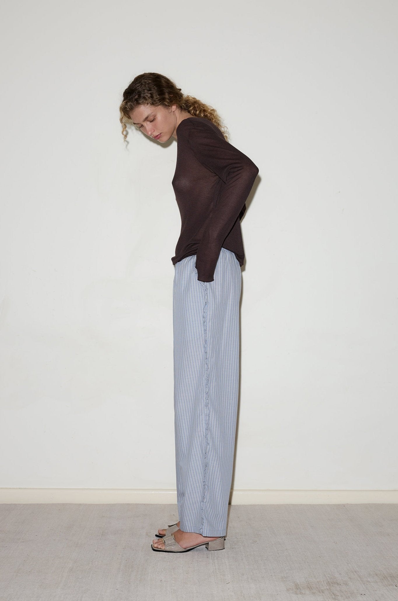 Ruffle Pant - Glacier Stripe