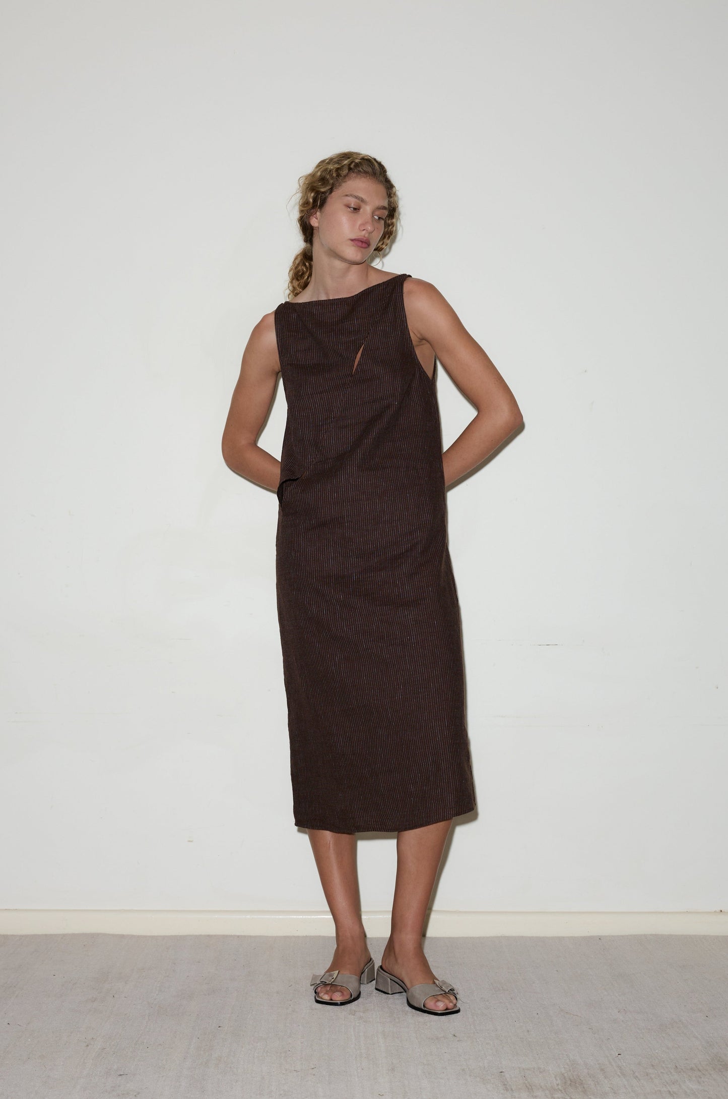 High Tie Dress - Royal Stripe