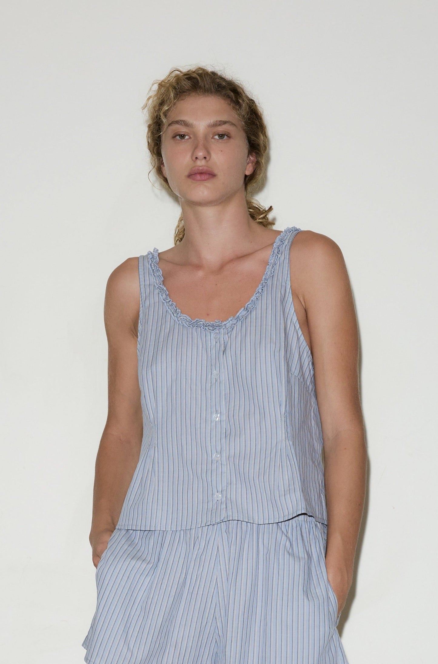 Ruffle Top - Glacier Stripe