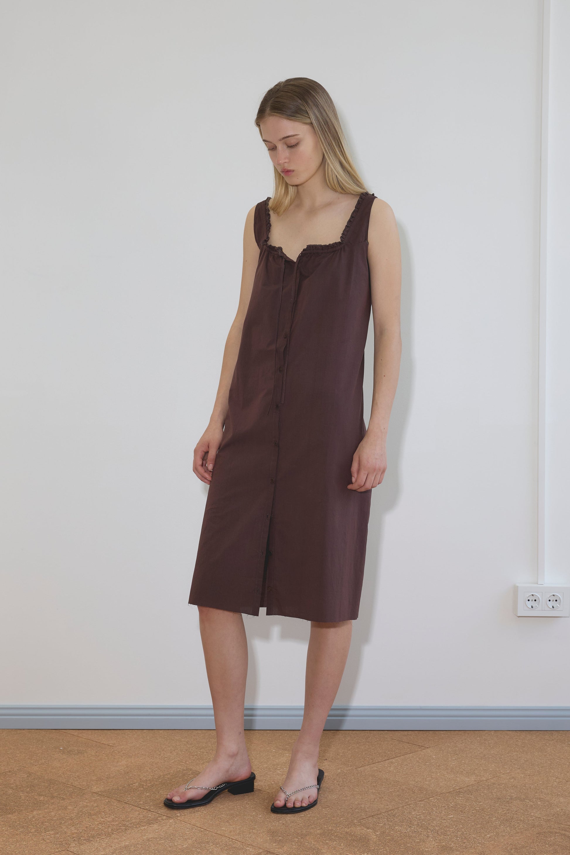 Button Sweep Dress