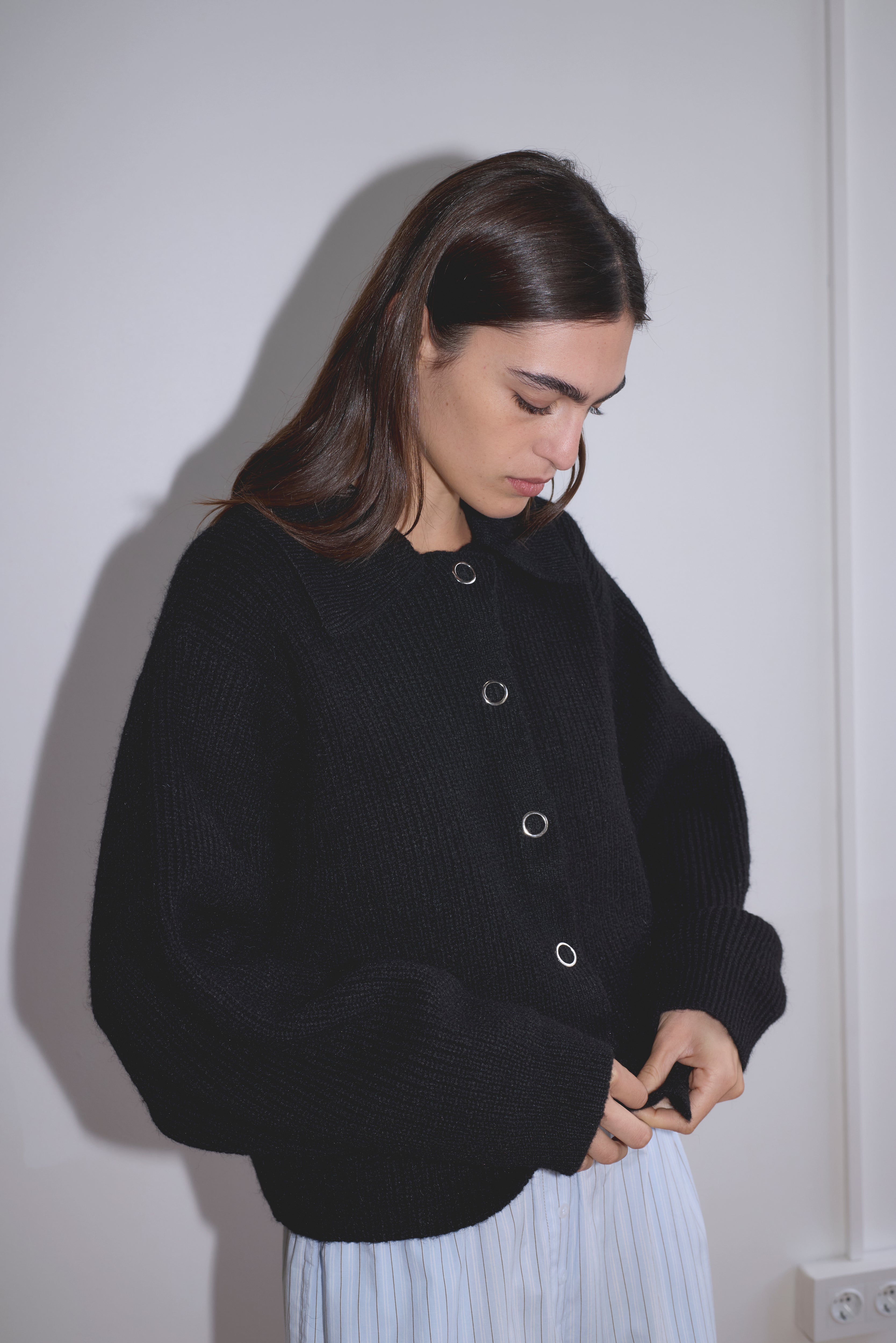 Stud Cardi Knit - Black