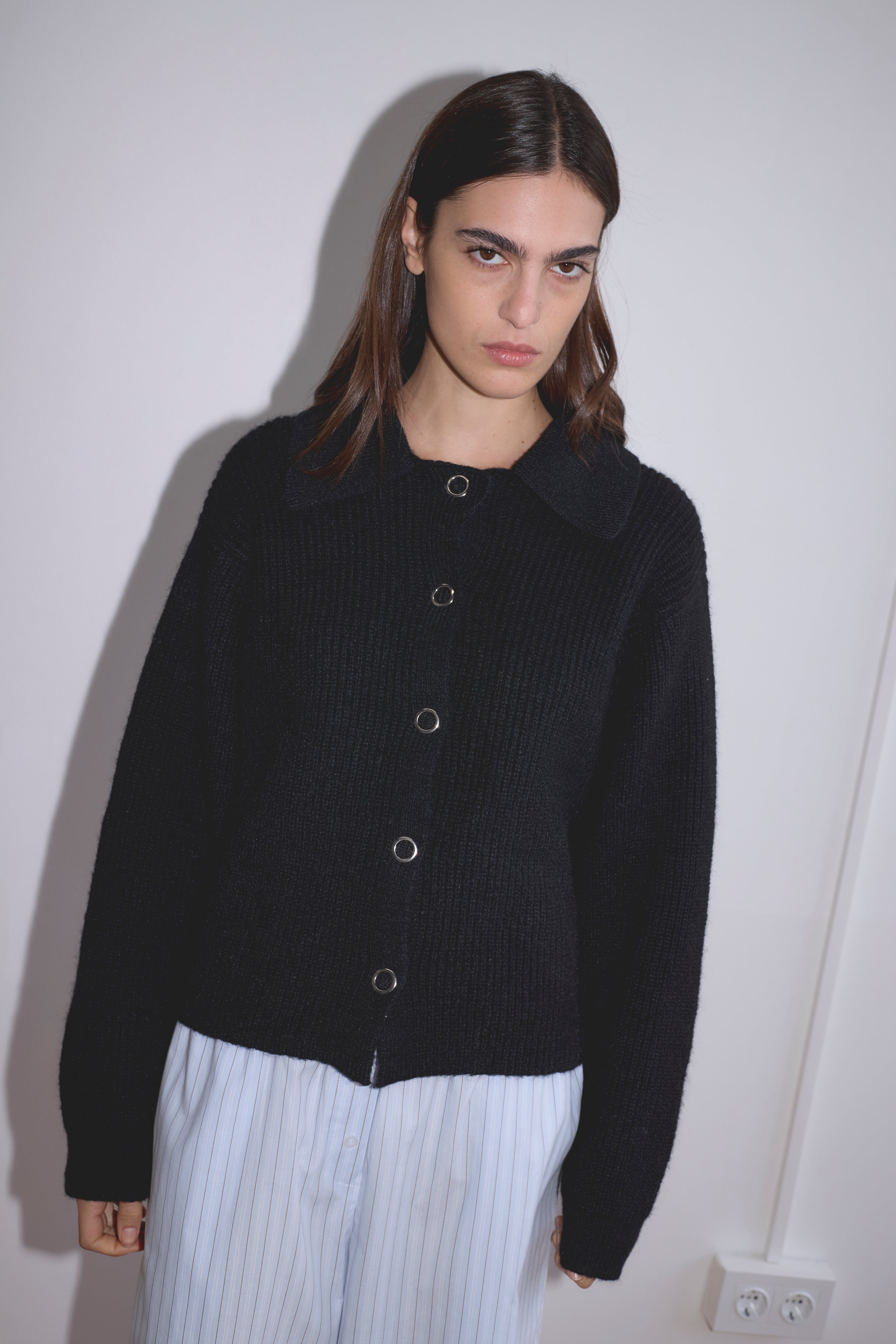 Stud Cardi Knit - Black