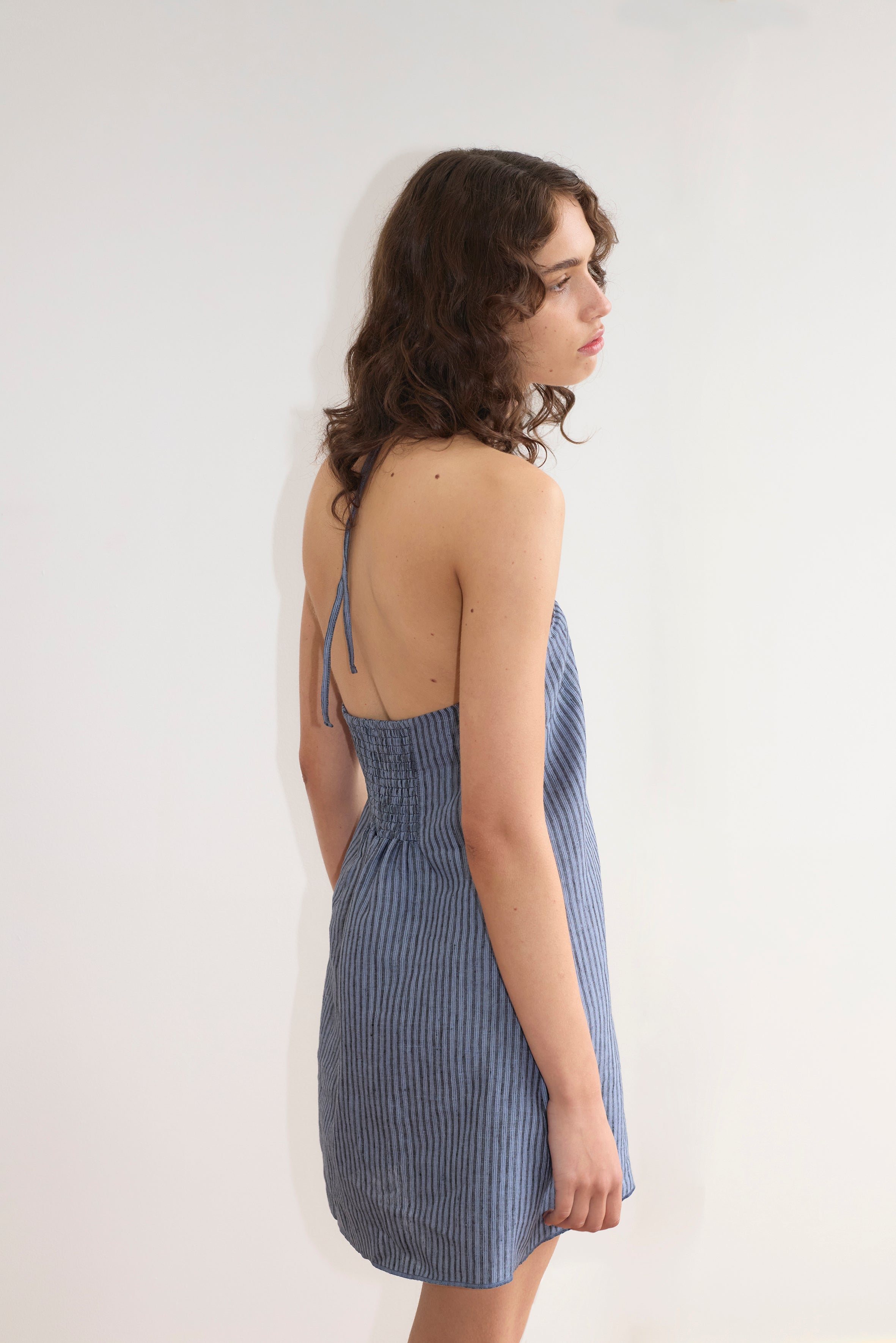 Cross Over Dress - Azure Stripe